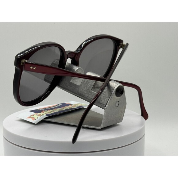Vintage Oversize Sunglasses NOS Preppy Style Grey Lens Burgundy Frame 80s-90s - Picture 3 of 8